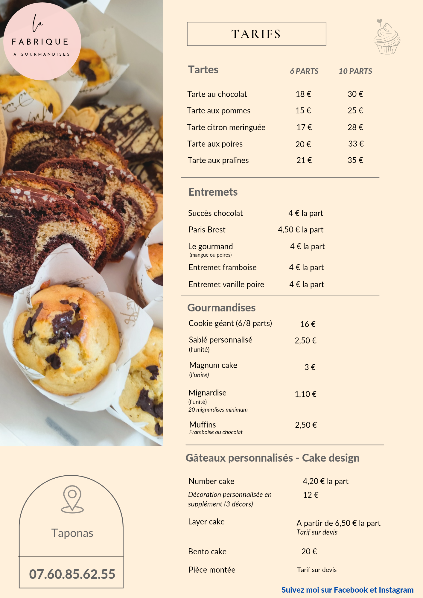 Taris automnes 2025 patisseries
